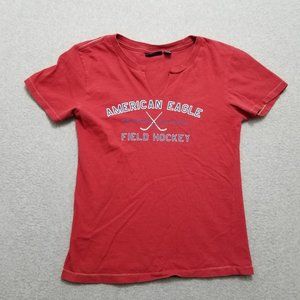 American Eagle Shirt Womens XS Red Crew Neck Short Sleeve Single Stitch‎
